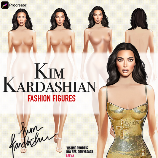 [4 Poses] Female Fashion Croquis- Kim K- Caucasian/ Short Black Hair