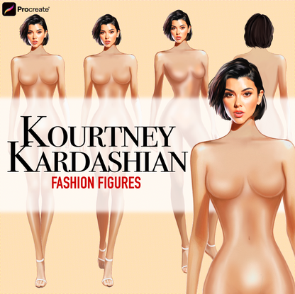 [4 Poses] Female Fashion Croquis- Kourtney Kardashian - Caucasian/ Short Black Hair