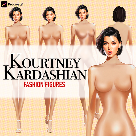 [4 Poses] Female Fashion Croquis- Kourtney Kardashian - Caucasian/ Short Black Hair