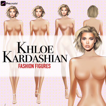 [4 Poses] Female Fashion Croquis- Kloe Kardashian - Caucasian/ Short Blonde Hair