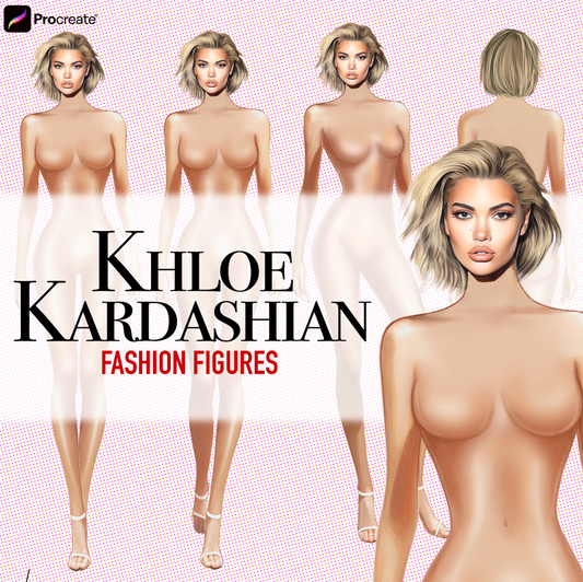 [4 Poses] Female Fashion Croquis- Kloe Kardashian - Caucasian/ Short Blonde Hair