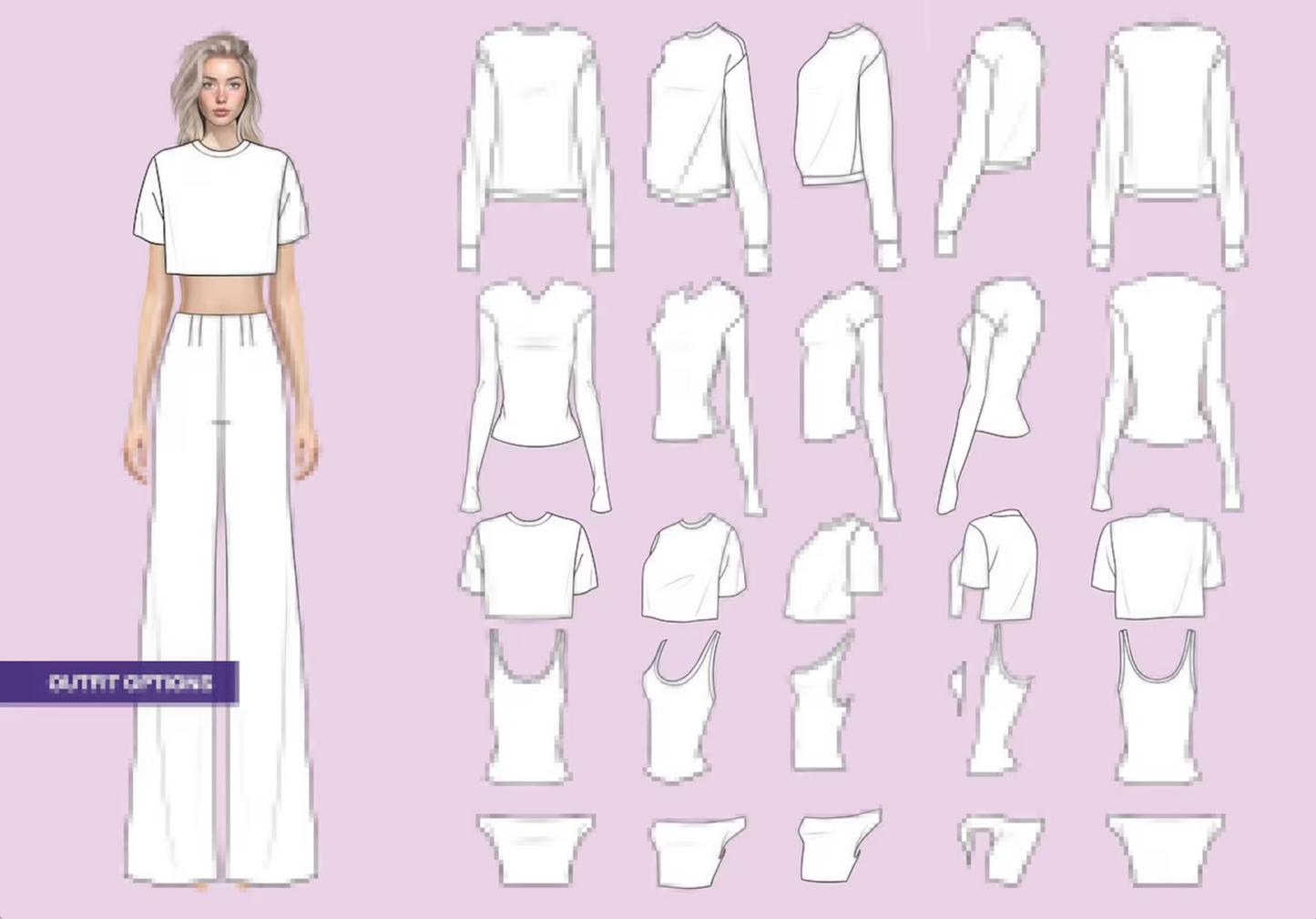 [COMBO][Front and Back] Female Fashion Croquis - Caucasian/Asian/Black + Clothing/ Outfit Packs