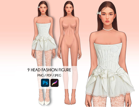 [Single] Female Fashion Croquis - Caucasian/ Brown Hair