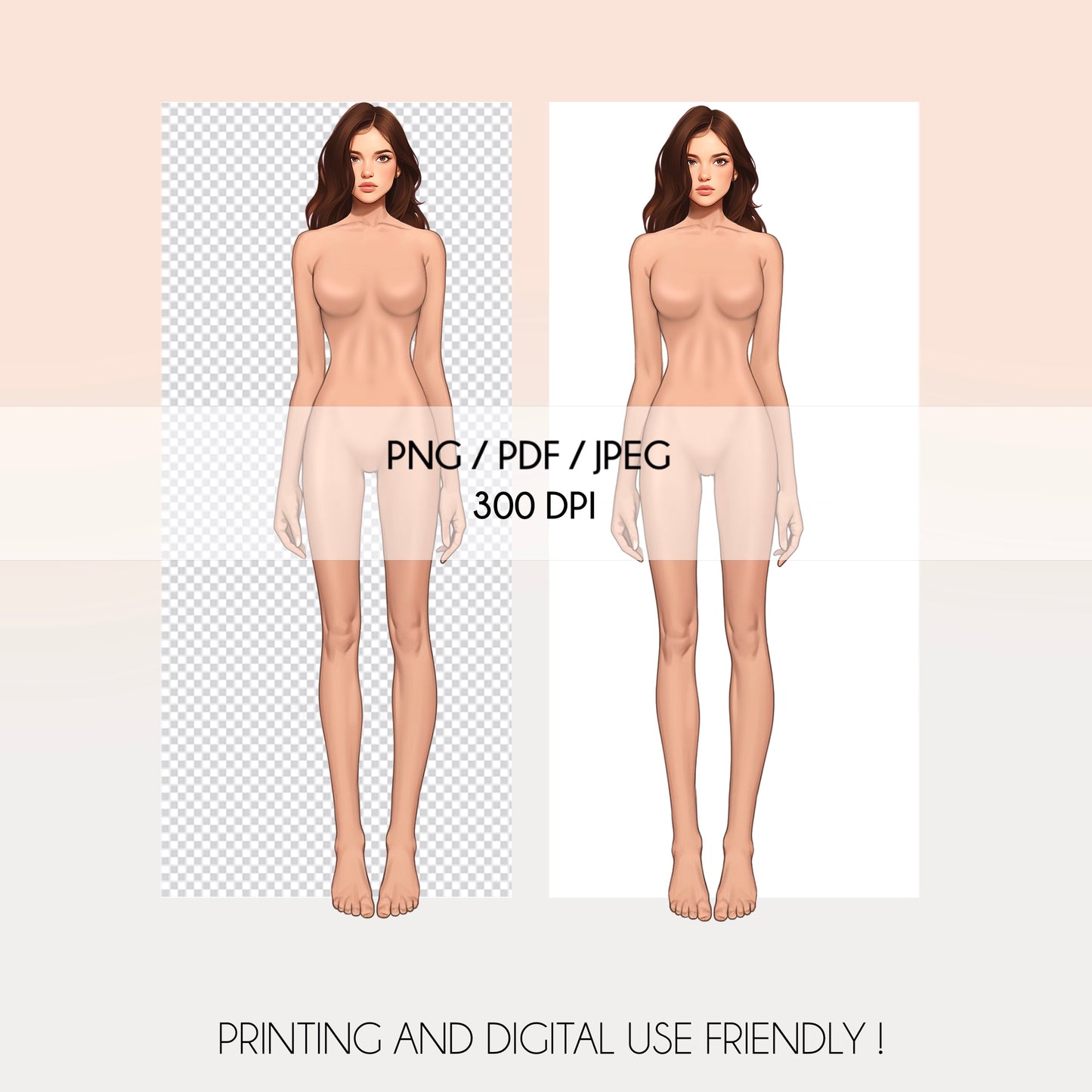 [Single] Female Fashion Croquis - Caucasian/ Brown Hair