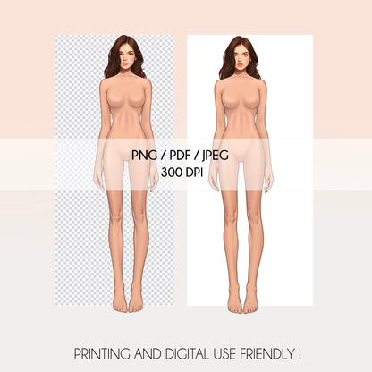 [Single] Female Fashion Croquis - Caucasian/ Brown Hair
