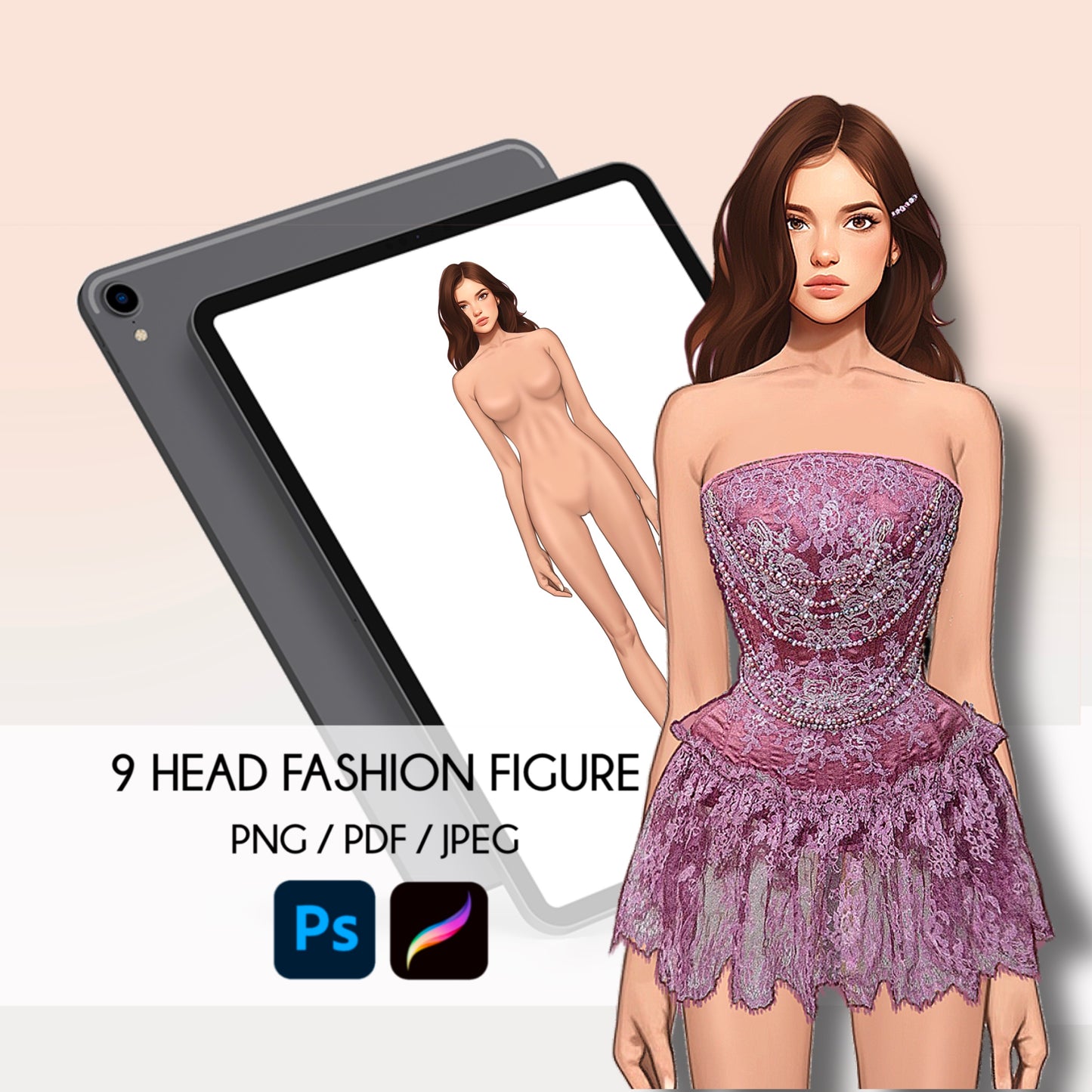 [Single] Female Fashion Croquis - Caucasian/ Brown Hair