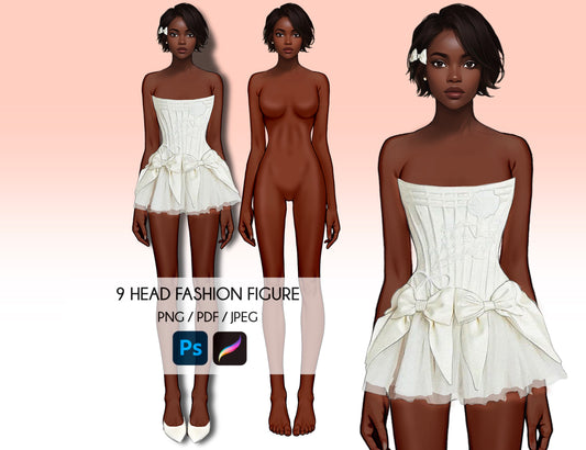 [Single] Female Fashion Croquis - Black/ Short Black Hair