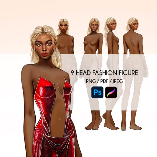 [4 Poses] Female Fashion Croquis - Black/ Blonde Hair