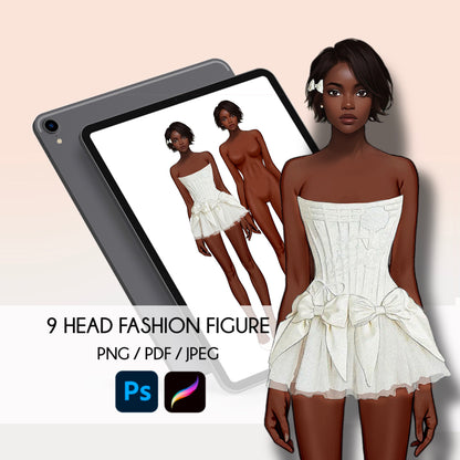 [Single] Female Fashion Croquis - Black/ Short Black Hair