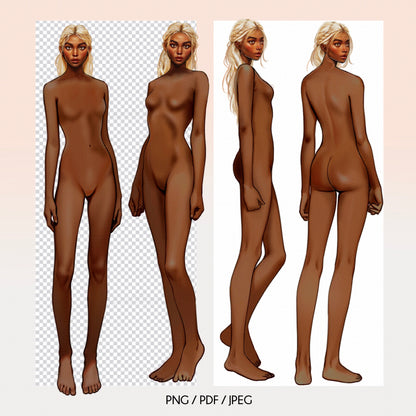 [4 Poses] Female Fashion Croquis - Black/ Blonde Hair