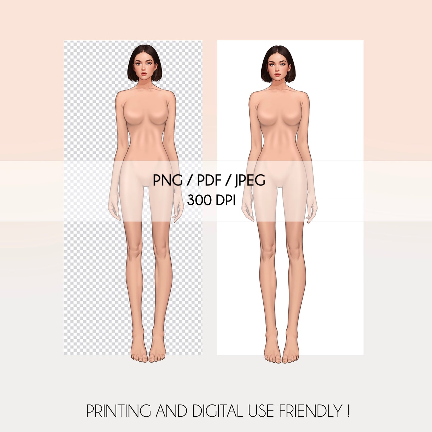 [Single] Female Fashion Croquis - Asian/ Short Brown Hair