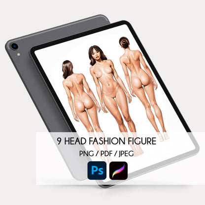[Front and Back] Female Fashion Croquis - Asian + Black Hair