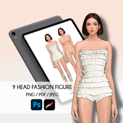 [Single] Female Fashion Croquis - Asian/ Short Brown Hair