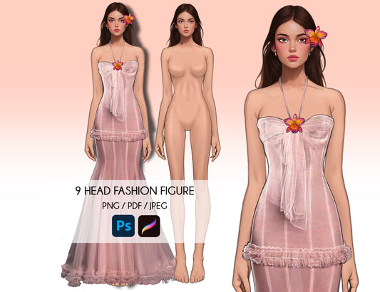 [Single] Female Fashion Croquis - Caucasian/ Brown Hair