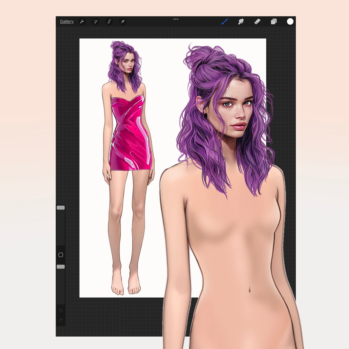 [4 Poses] Female Fashion Croquis - Caucasian/ Purple Hair