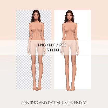 [Single] Female Fashion Croquis - Caucasian/ Brown Hair