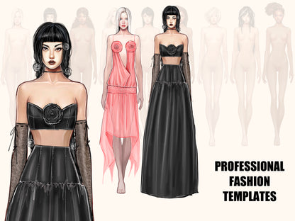 [COMBO] Female Fashion Croquis - Caucasian/Asian/Black (Front only!)