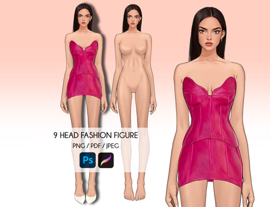 [Single] Female Fashion Croquis - Caucasian/ Black Hair