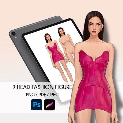 [Single] Female Fashion Croquis - Caucasian/ Black Hair