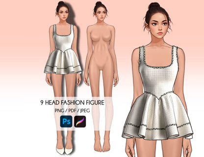 [Single] Female Fashion Croquis - Caucasian/ Brown Hair
