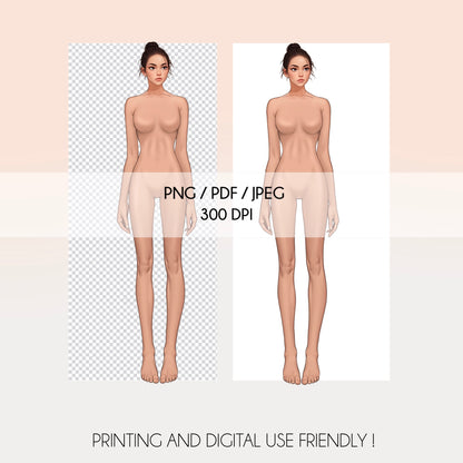 [Single] Female Fashion Croquis - Caucasian/ Brown Hair
