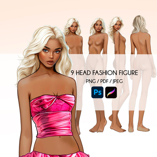 [4 Poses] Female Fashion Croquis - Black/ Blonde Hair