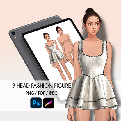[Single] Female Fashion Croquis - Caucasian/ Brown Hair
