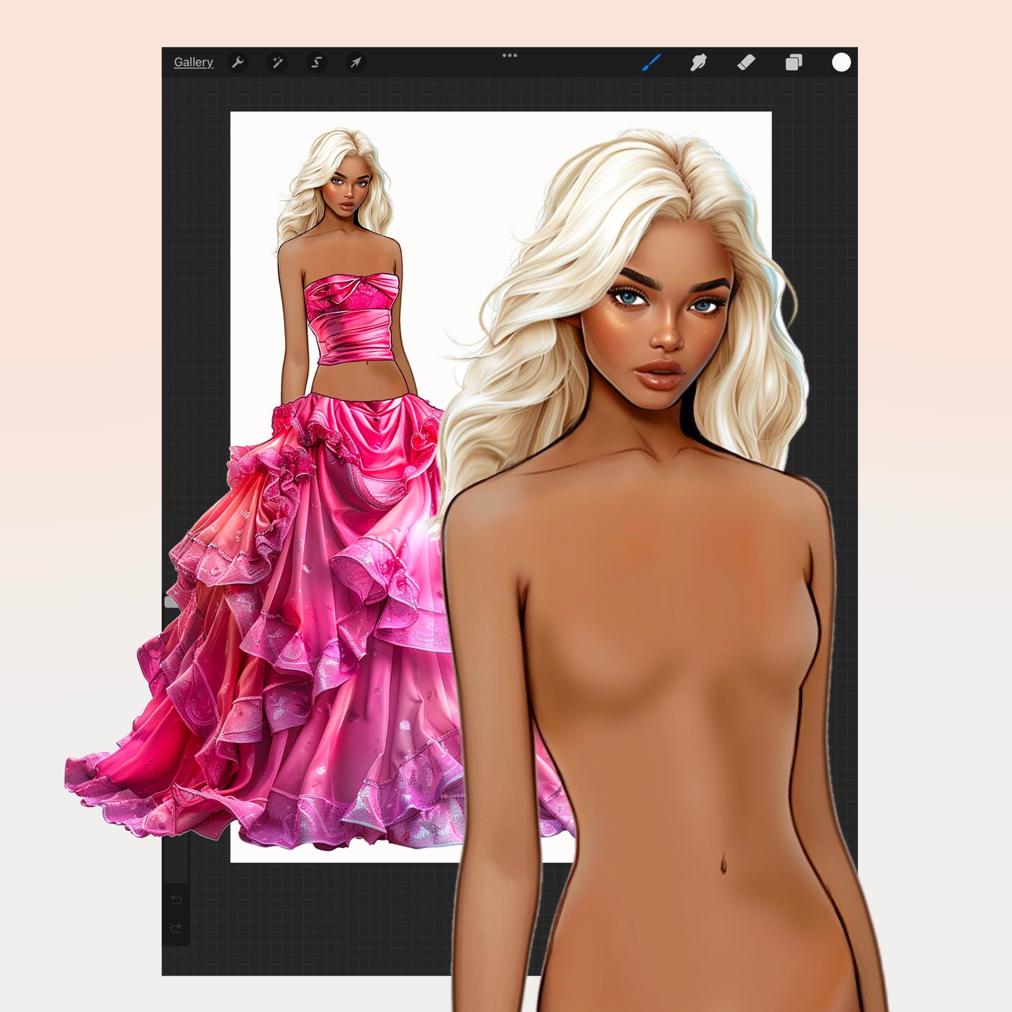 [4 Poses] Female Fashion Croquis - Black/ Blonde Hair