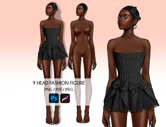 [Single] Female Fashion Croquis - Black/ Short Black Hair