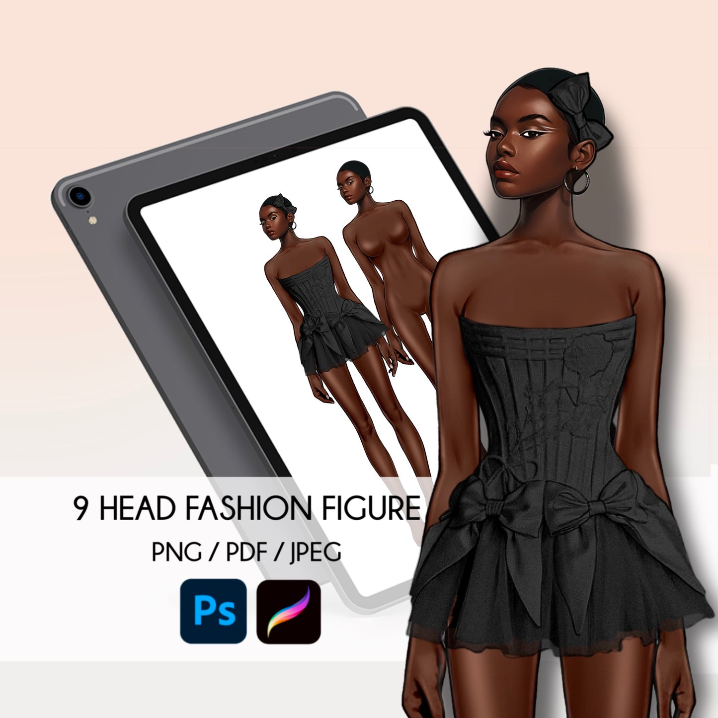 [Single] Female Fashion Croquis - Black/ Short Black Hair