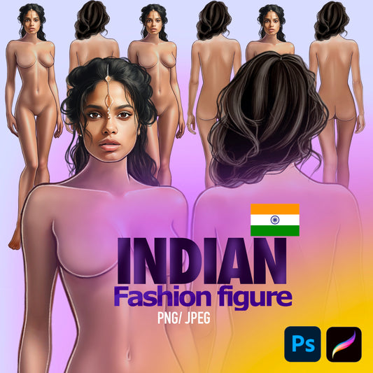 [Front and Back] Female Fashion Croquis - Indian