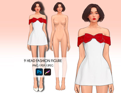 [Single] Female Fashion Croquis - Caucasian/Short Brown Hair