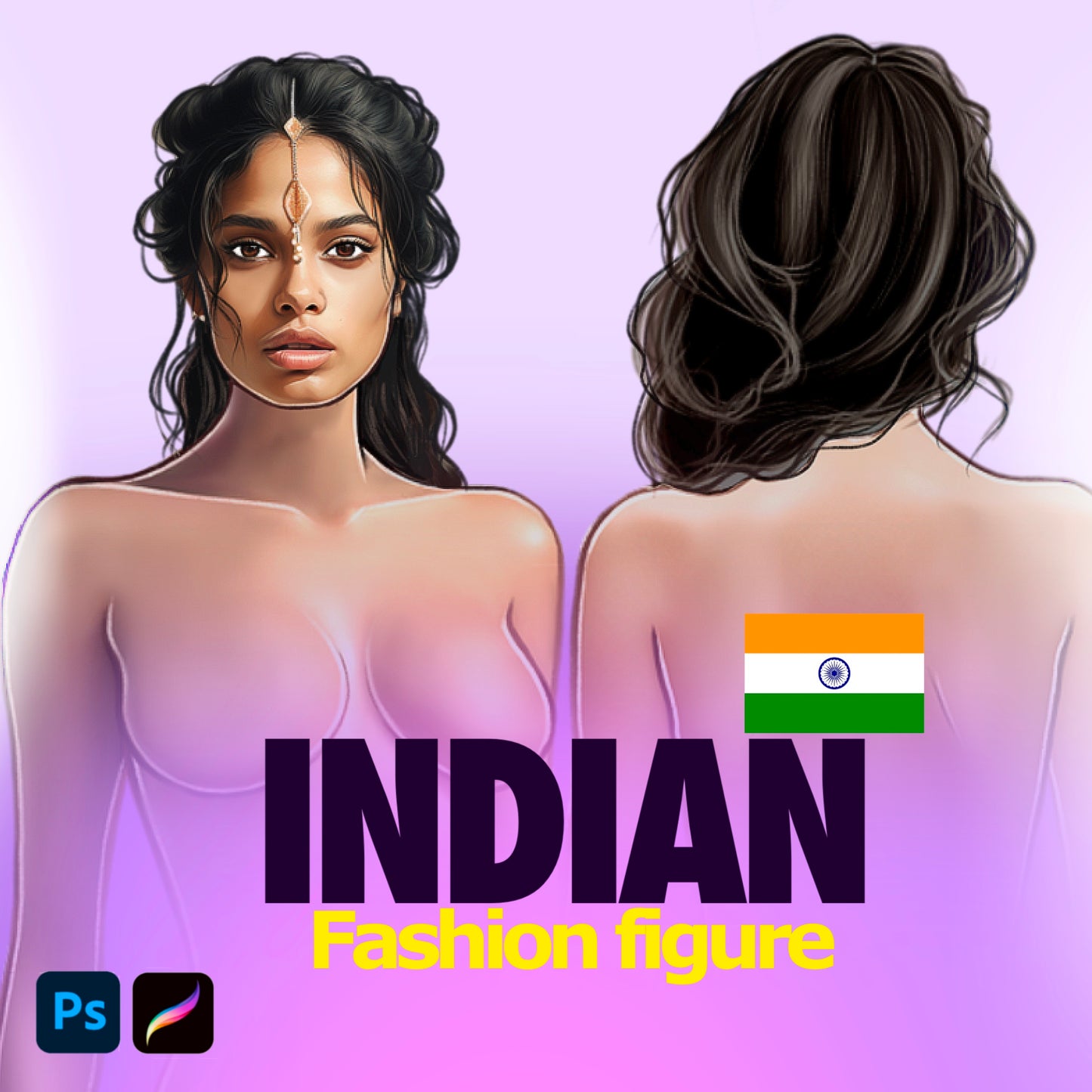 [Front and Back] Female Fashion Croquis - Indian