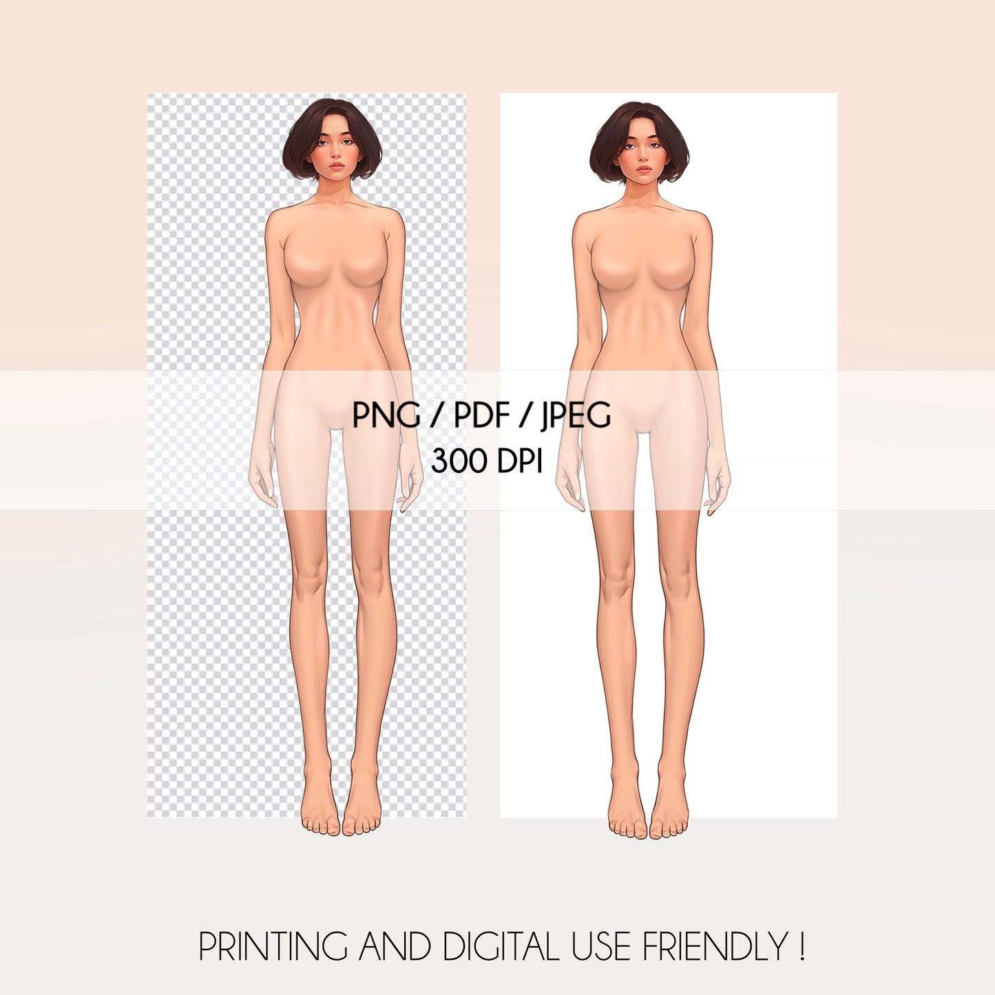 [Single] Female Fashion Croquis - Caucasian/Short Brown Hair