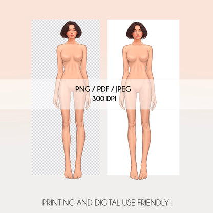 [Single] Female Fashion Croquis - Caucasian/Short Brown Hair