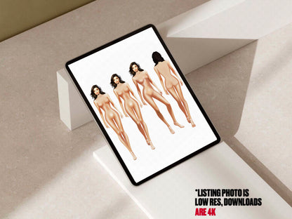 [4 Poses] Female Fashion Croquis- Kylie Jenner - Caucasian/ Short Black Hair