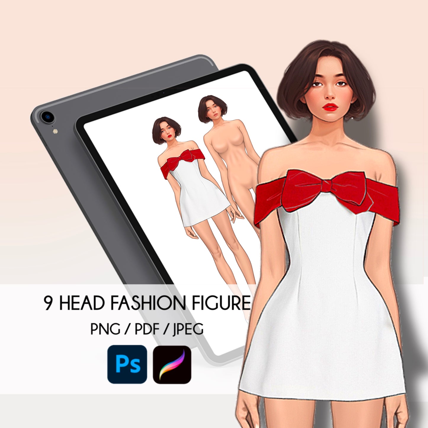 [Single] Female Fashion Croquis - Caucasian/Short Brown Hair