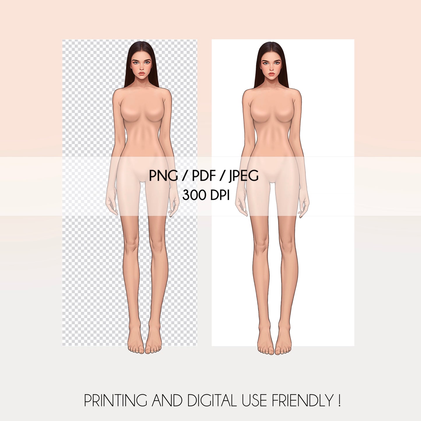 [Single] Female Fashion Croquis - Caucasian/ Black Hair