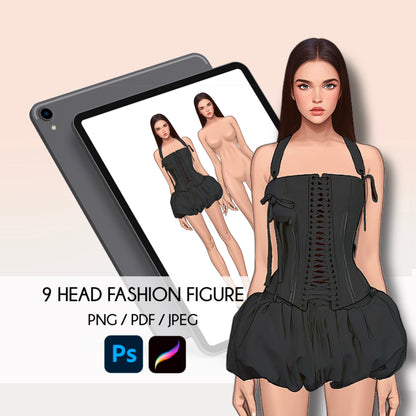 [Single] Female Fashion Croquis - Caucasian/ Black Hair