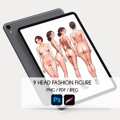 [4 Poses] Female Fashion Croquis - Caucasian/ Brown Hair