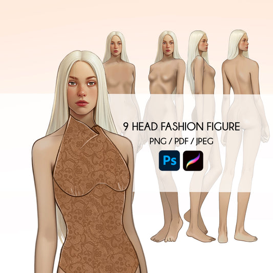 [4 Poses] Female Fashion Croquis - Caucasian/ Blonde Hair