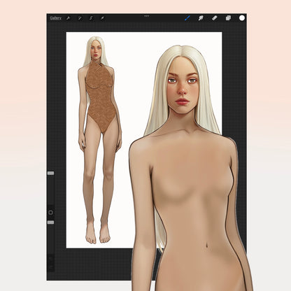 [4 Poses] Female Fashion Croquis - Caucasian/ Blonde Hair