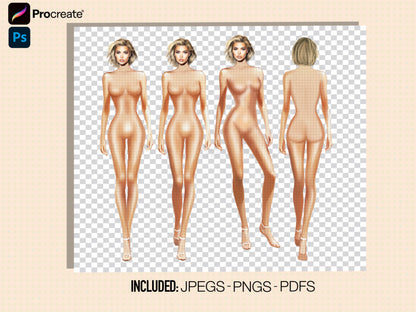 [4 Poses] Female Fashion Croquis- Kloe Kardashian - Caucasian/ Short Blonde Hair