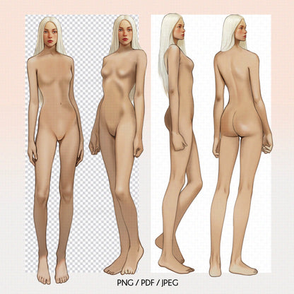 [4 Poses] Female Fashion Croquis - Caucasian/ Blonde Hair