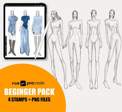 [Stamps] Figure Stamps For Procreate + PNG file (Caucasian/ Black/ Asian)