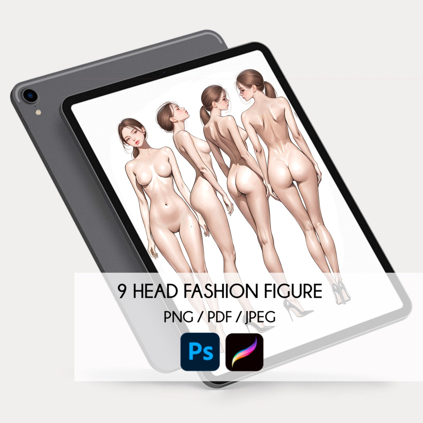 [4 Poses] Female Fashion Croquis - Caucasian/ Brown Hair
