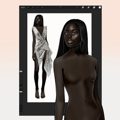 [4 Poses] Female Fashion Croquis - Black/ Black Hair