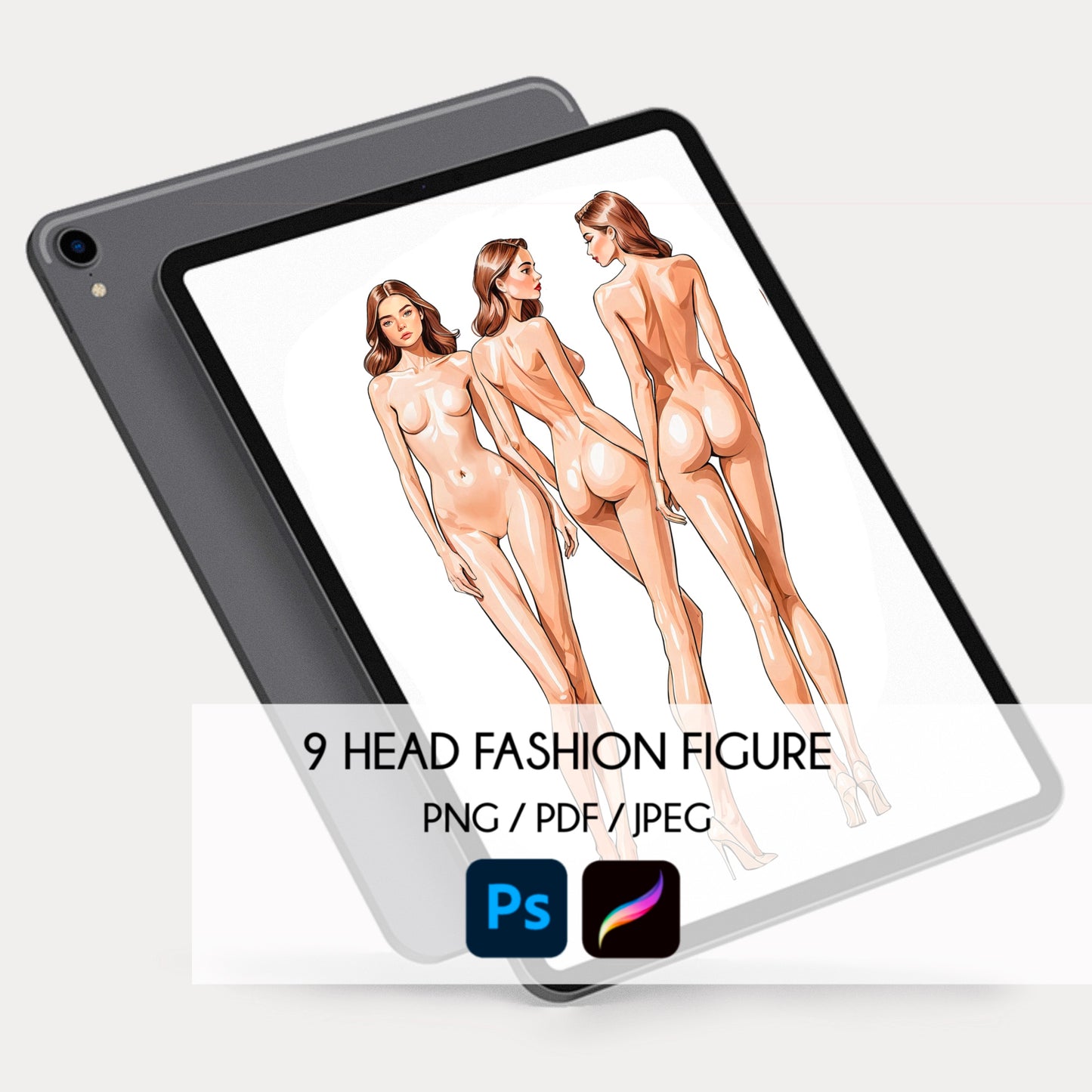 [3 Poses] Female Fashion Croquis - Caucasian/ Brown Hair