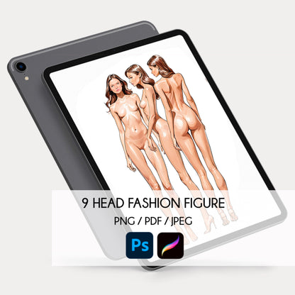 [3 Poses] Female Fashion Croquis - Caucasian/ Brown Hair