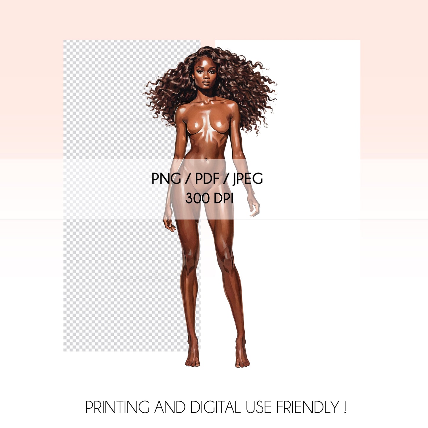 [Single] Female Fashion Croquis - Black/ Brown Hair